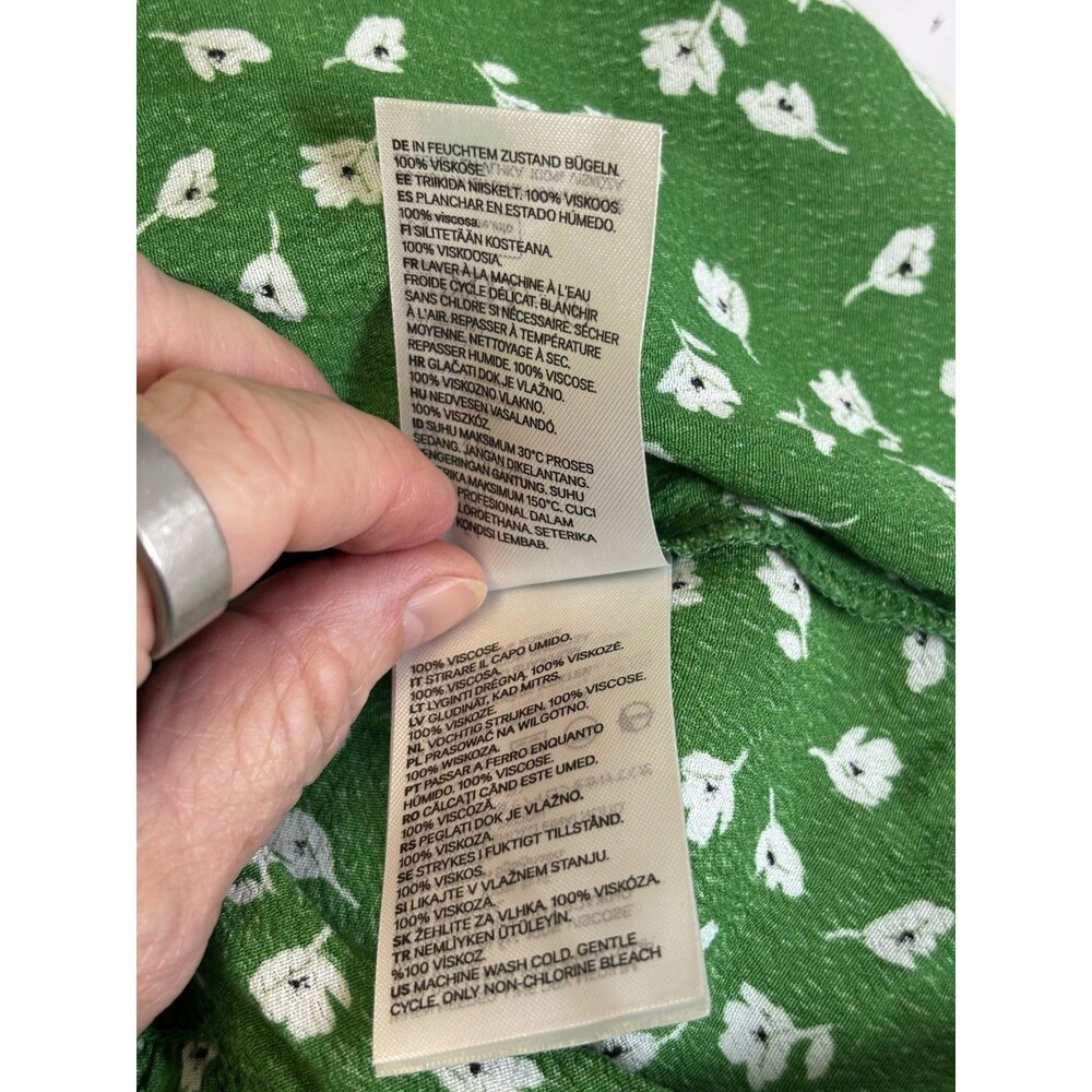 H & M Puff Slve Green With White Flowers Lg Slv Too Women’s 2XL - Picture 7 of 7